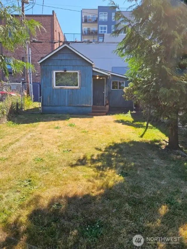 Backyard, facing East - shop/garage.