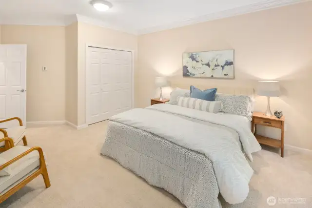 Main level bedroom with nearby 3/4 bath