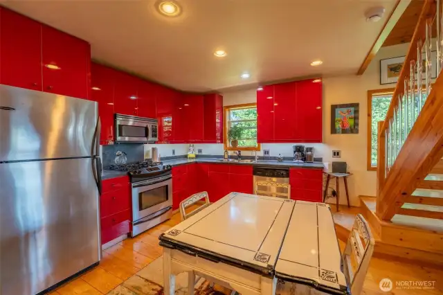 Custom Kitchen with eat-in area.