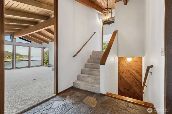 Stairs up to master bed room