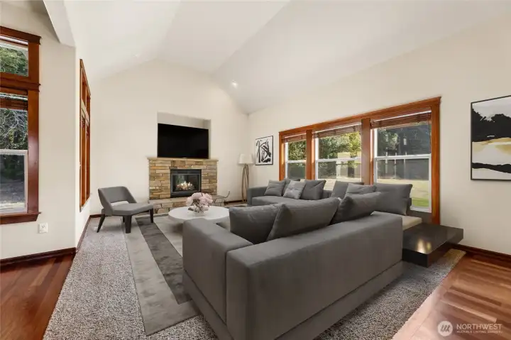Virtually staged.  So much space for all. Gas fireplace