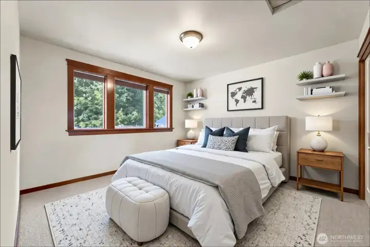 Virtually staged upstairs bedroom #3