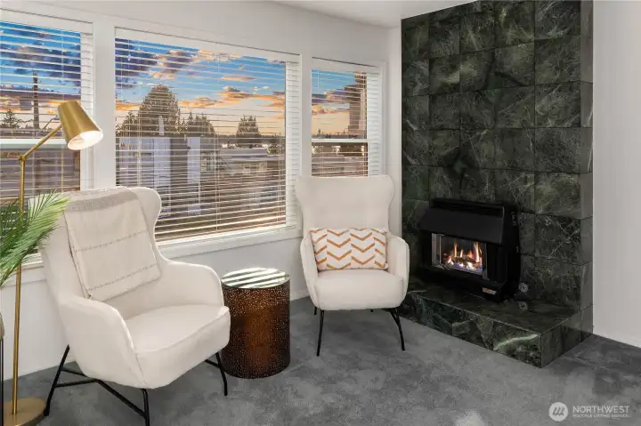 Primary suite gas fireplace