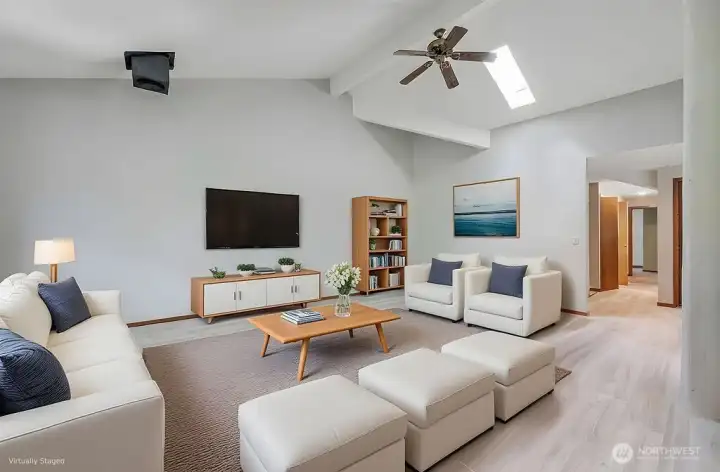 Here's another look at the main living room space with A1 furnishings. This room has so much potential!