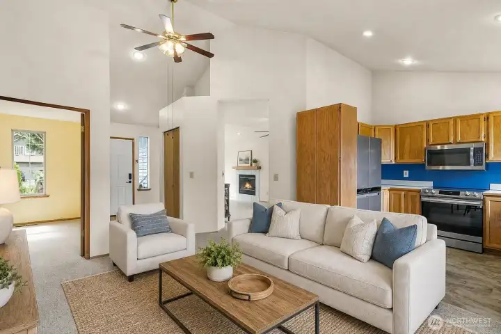 Virtually Staged   Family Room Kitchen