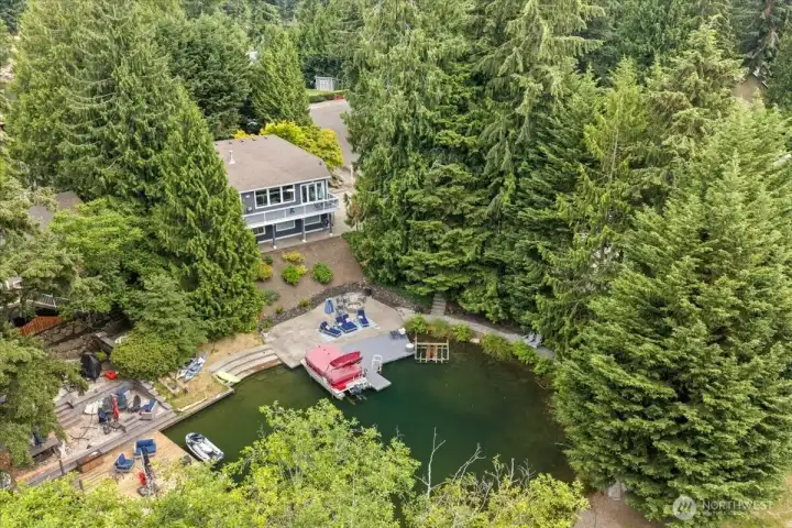 This waterfront home offers a rare sense of privacy creating a peaceful setting.
