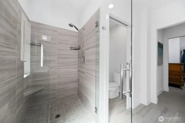 Main Floor Primary Suite, Custom Tiled Shower