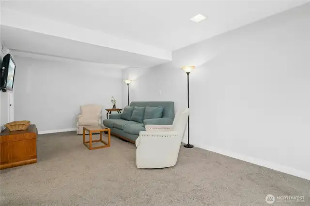 Lower level primary suite used as rec room.