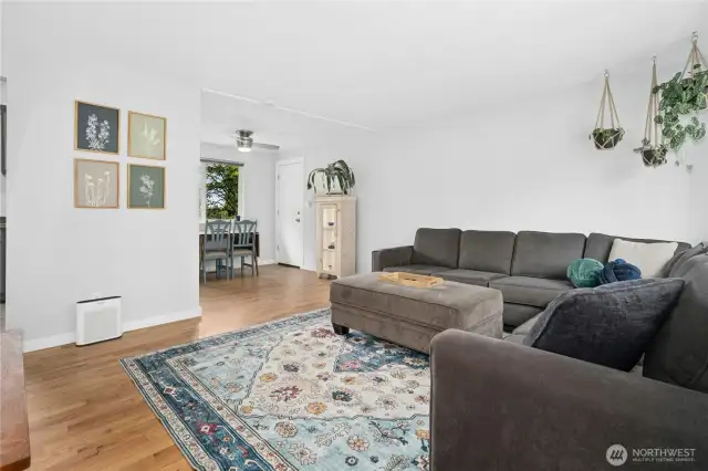Front door opens to living room.