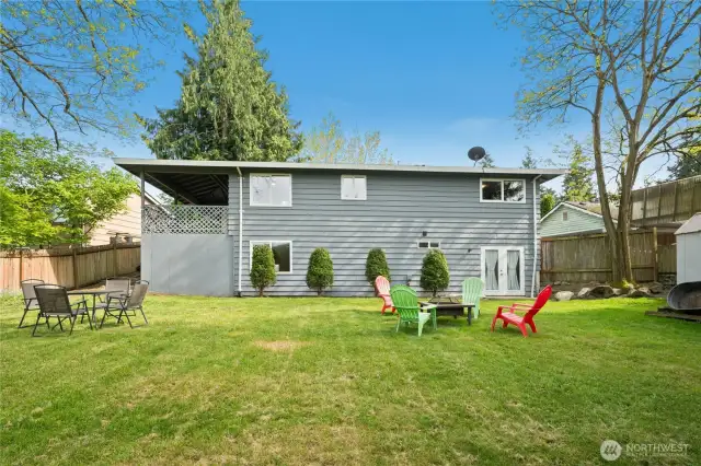 Huge fully fenced backyard.