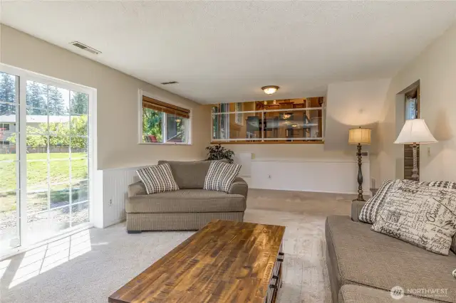 Family room on the lower level has a slider to the back yard