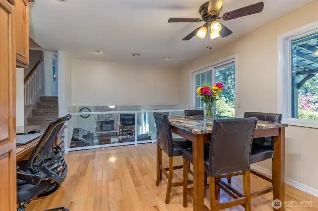 Dining room overlooks the lower level family room