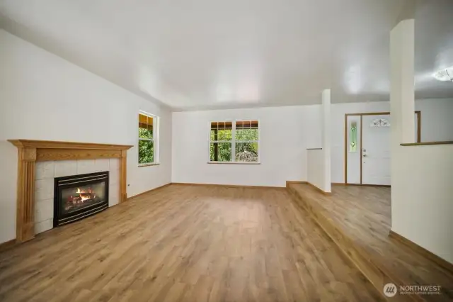 Large living room with propane fireplace
