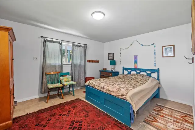 The downstairs bedroom in the one bedroom home.