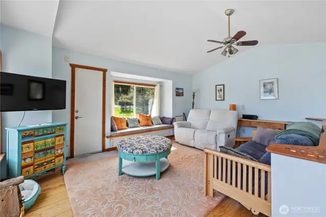 This is also upstairs. The door leads out to the deck, which is a partial wraparound.