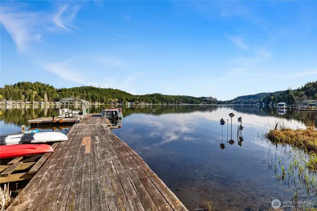 Lots of room on the dock for boats, kyaks, etc. Summit Lake is an excellent fishing and boating lake, and the views are spectacular!