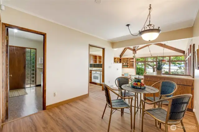 Breakfast nook off of kitchen.
