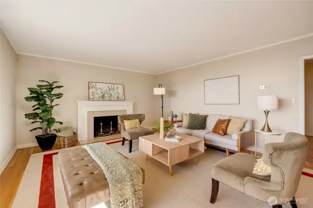 Living room with fireplace as you walk in the main entry.