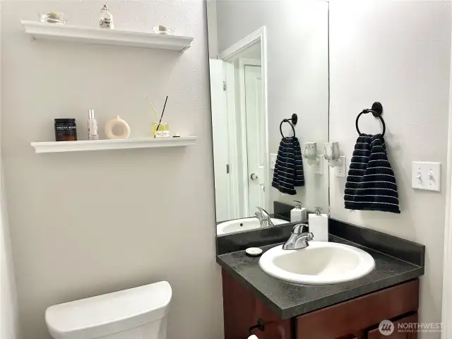 1/2 bath on the lower level; great access for guests!