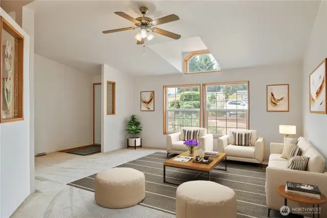 virtually staged shows a potential living room layout