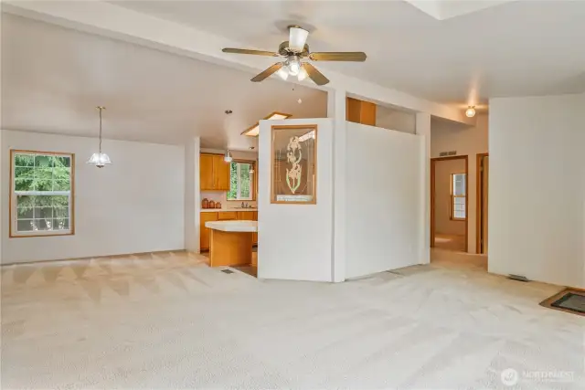 Open living room & dining area makes for extra versatility