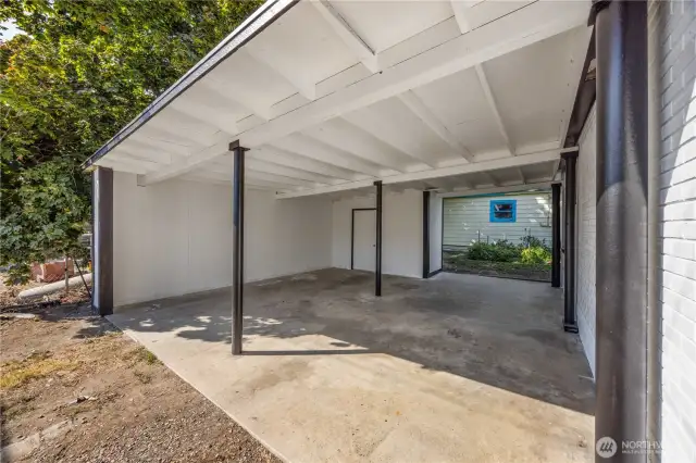 Car port, South side of house,