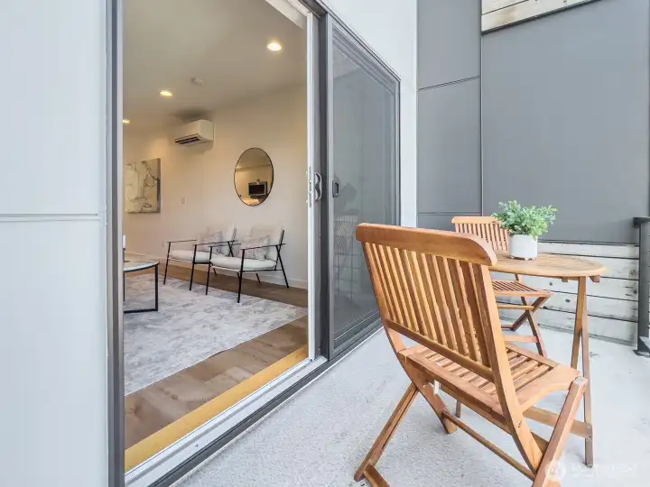 Sizeable sliding door brings in natural light