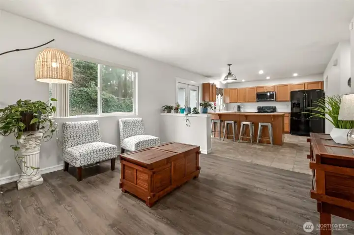 Family room open to kitchen