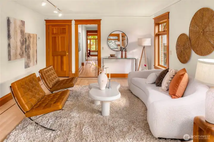 Warm, inviting living room with beautiful natural light