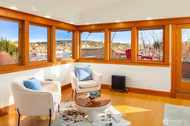 Stunning primary with wraparound windows