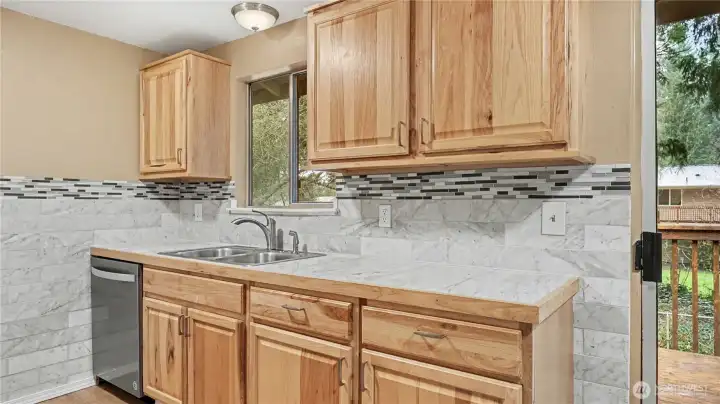 Window above the sink provides plenty of natural light as well as a great view of the backyard.