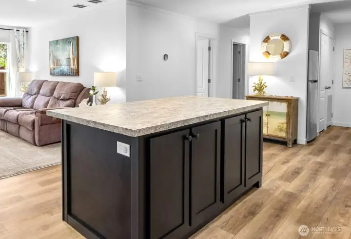Great work surface on top and storage below