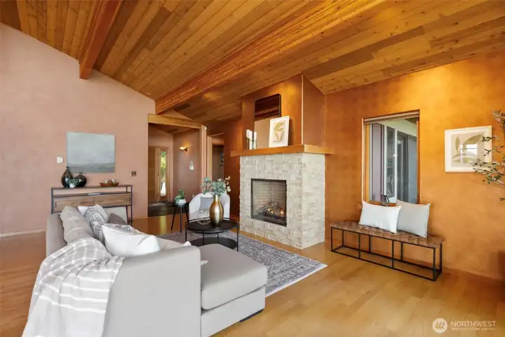Zoned radiant heat flooring throughout