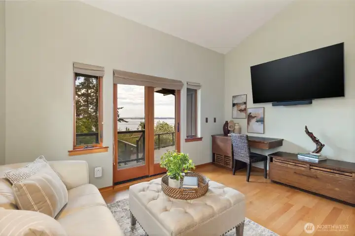 Office/bonus room with a view of the water
