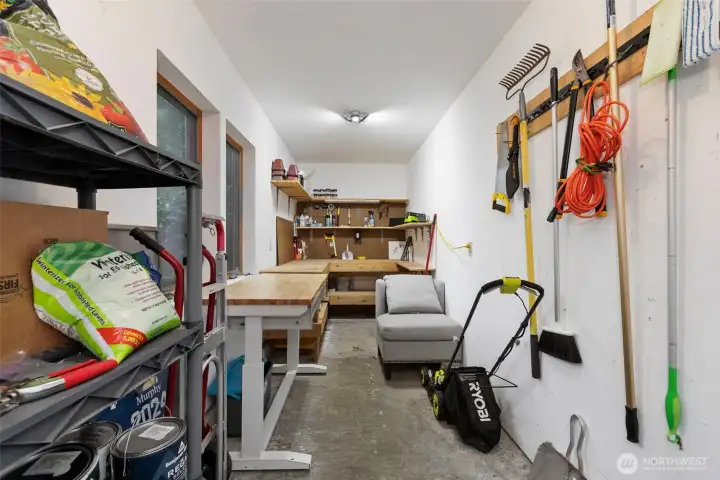 Workshop on the back of the two car garage