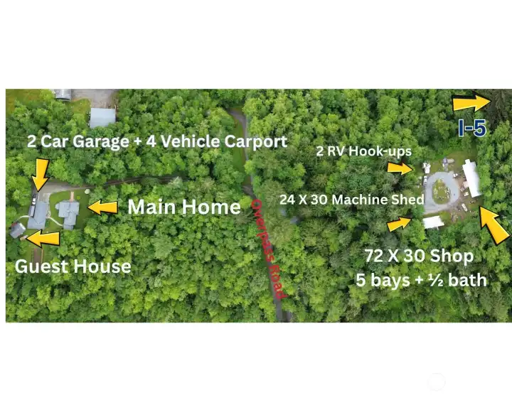 A schematic showing how buildings are situated on property.