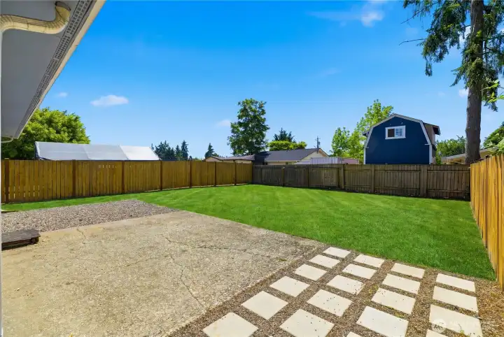 Fully fenced backyard is perfect for entertaining