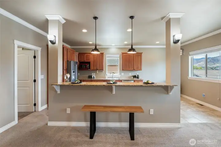 Granite Counters with bar seating