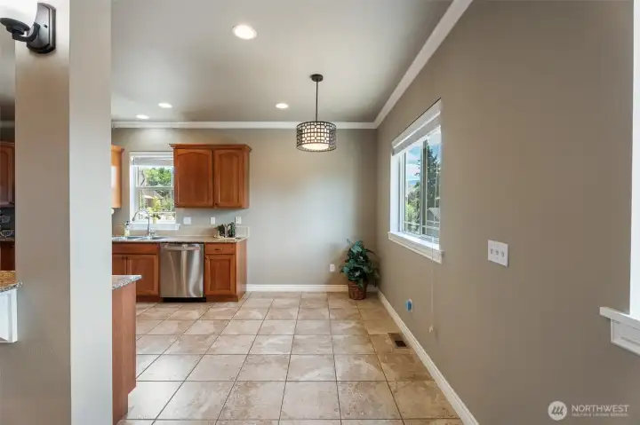 Dining area in Kitchen with tile floors