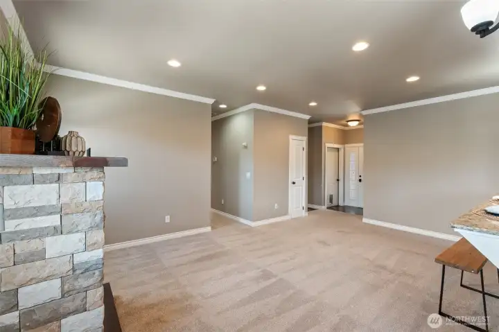 extra storage in living room- hall to more bedrooms and full bathroom