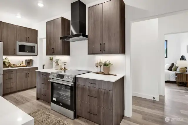 Beautiful kitchen undercounter lighting,Becko appliances.