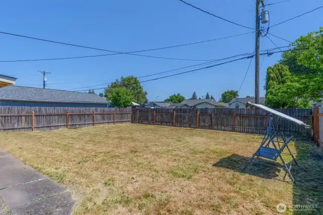 Fenced Back Yard with Gate to Alley