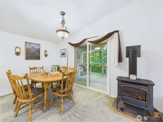 The Gas fireplace adds cozy ambiance to this home.