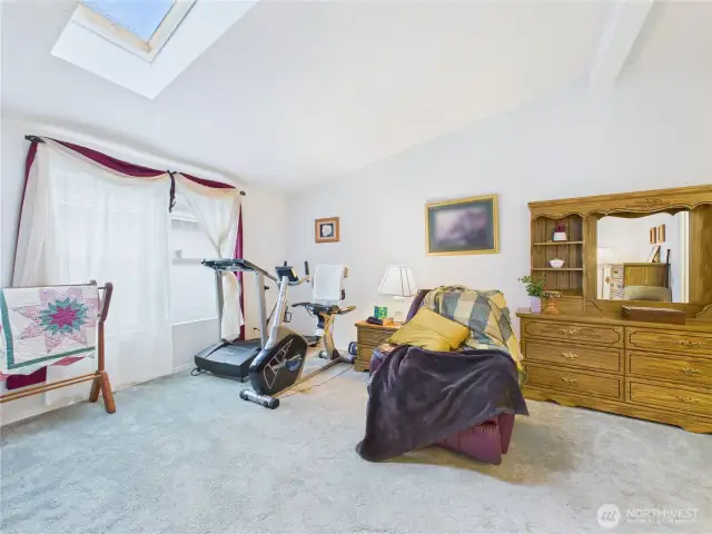 The primary bedroom is largen and can accommodate multiple uses.