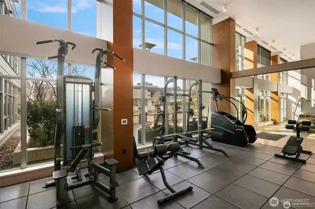 2 story fitness center with Sauna, Jacuzzi, Olympic lap pool and gym
