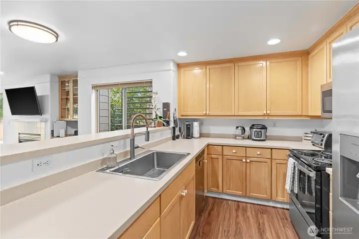 Plenty of counter space in the kitchen and lots of cabinet space.