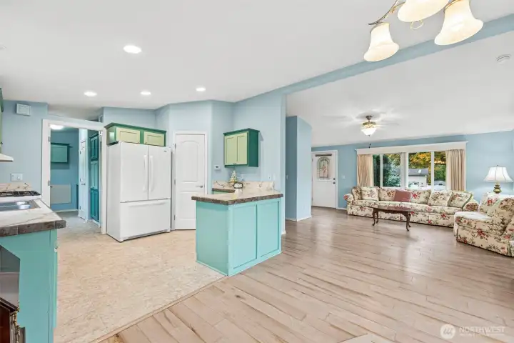 The home has a fun, bright color scheme.