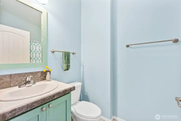 Main Bath with shower/tub combo.