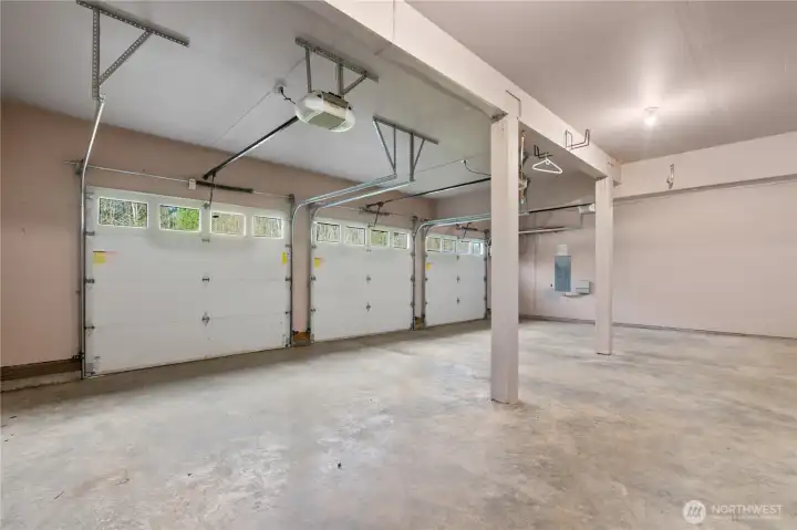 Spacious three car garage.