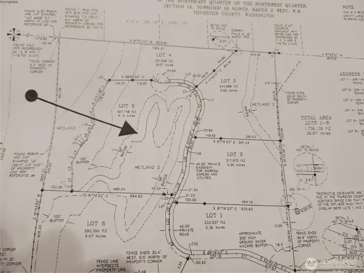 Here is the original plat map that shows the wetlands and wetlands buffer. Buyer to verify current requirements from the county directly.